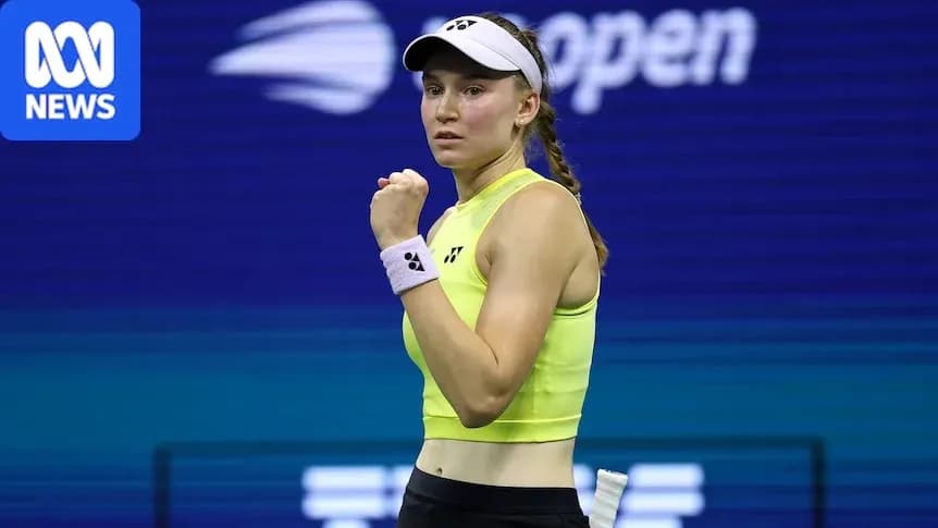Tennis player celebrating during a match at US Open Tennis player celebrating during a match at US Open