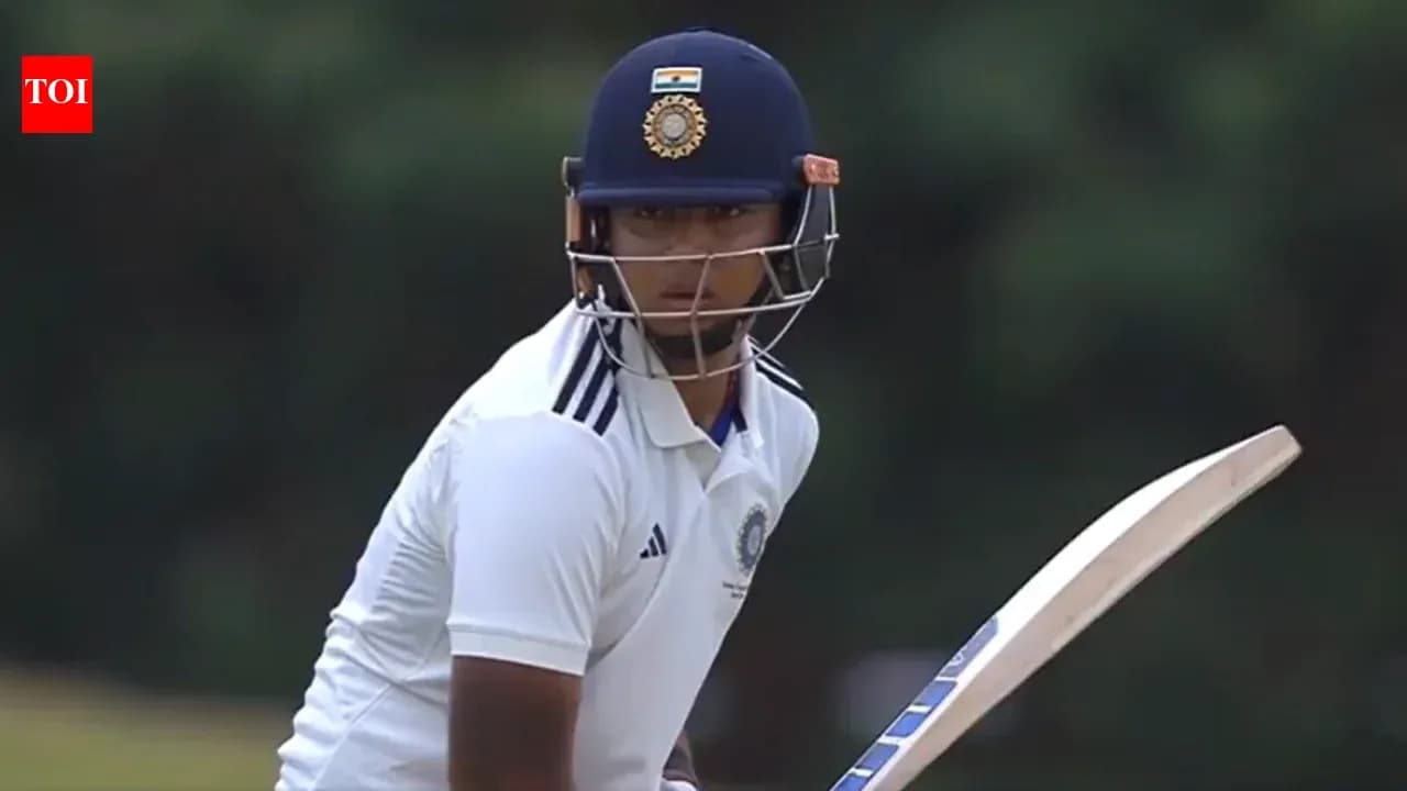 Batter preparing to face a delivery in cricket match Batter preparing to face a delivery in cricket match
