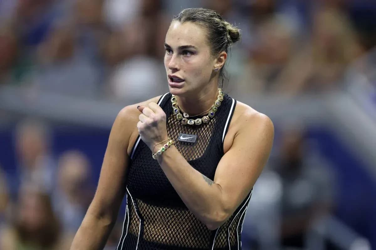 Tennis player celebrating during a match Tennis player celebrating during a match